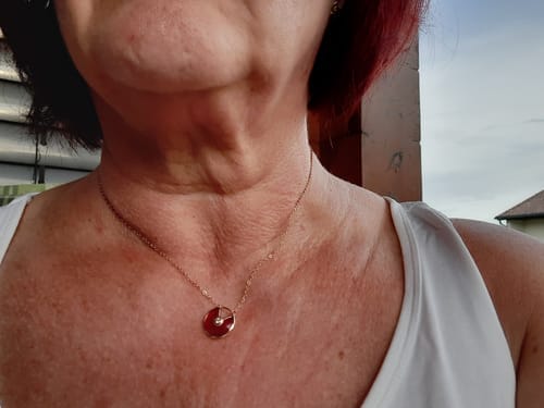 Customer photo review of Carnelian Necklace - Circle Pendant