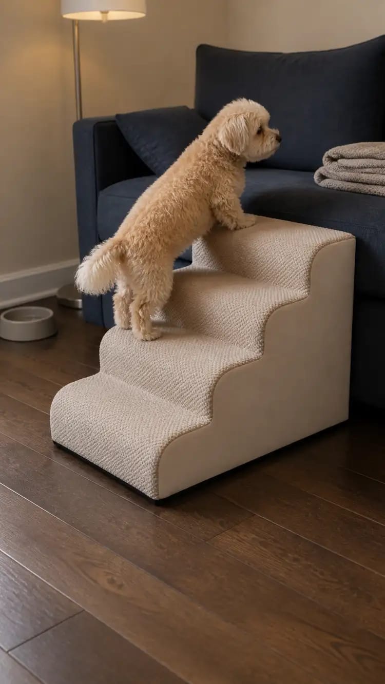 Customer photo review of AuraEase Soft Dog Stairs for Bed & Couch