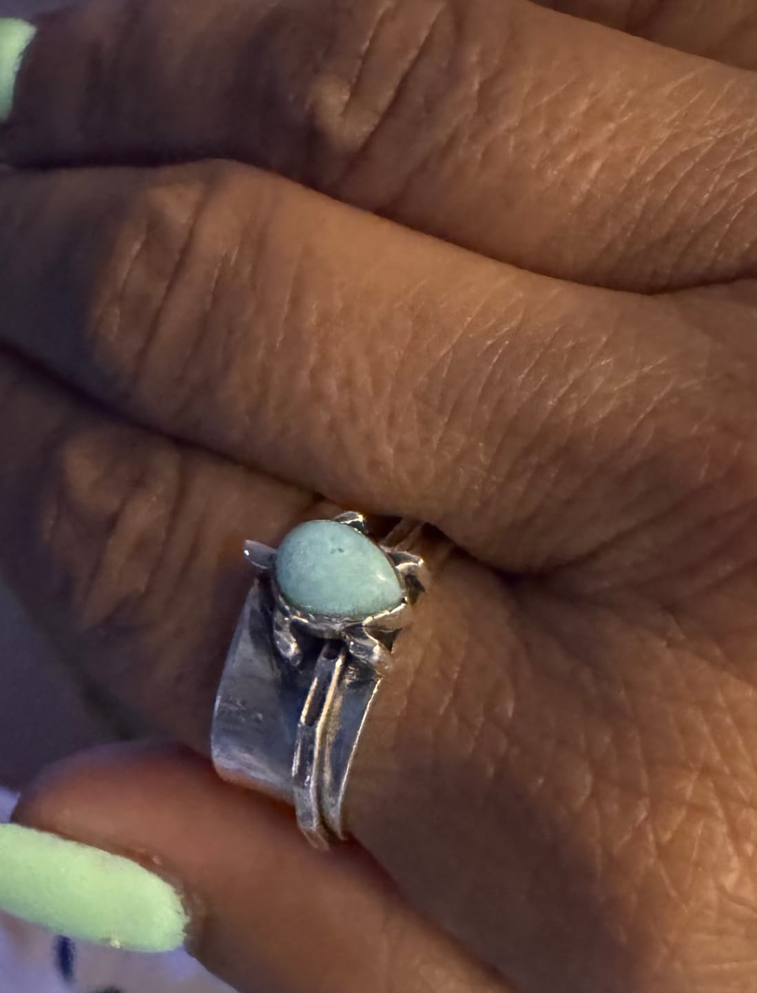 Customer photo review of Turtle Larimar Fidget Ring