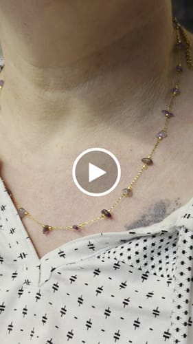 Customer photo review of Amethyst Necklace - Raw Beads in Silver