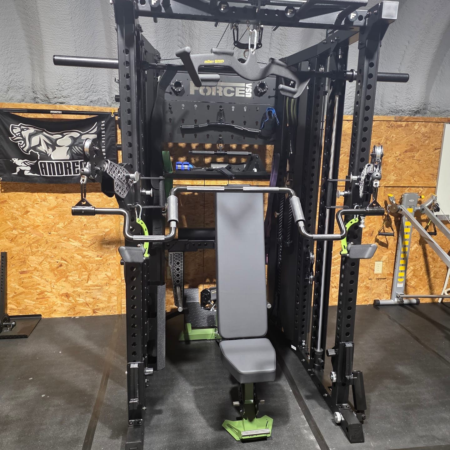 Customer photo review of - THE ANDREONI BAR ™ - A revolutionary and versatile cable machine attachment that replaces multiple bulky expensive gym machines.