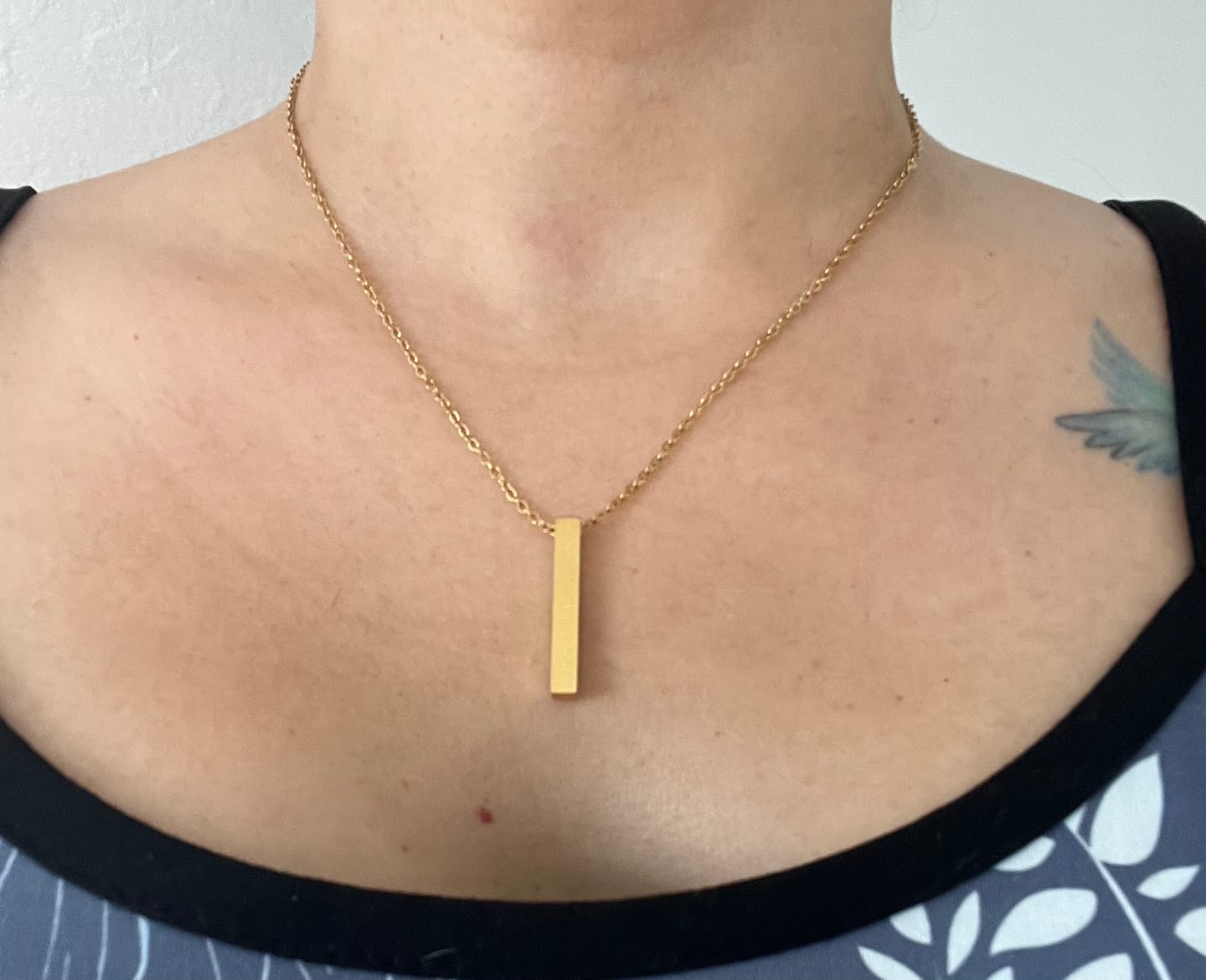 Customer photo review of Lala Gold Bar Necklace