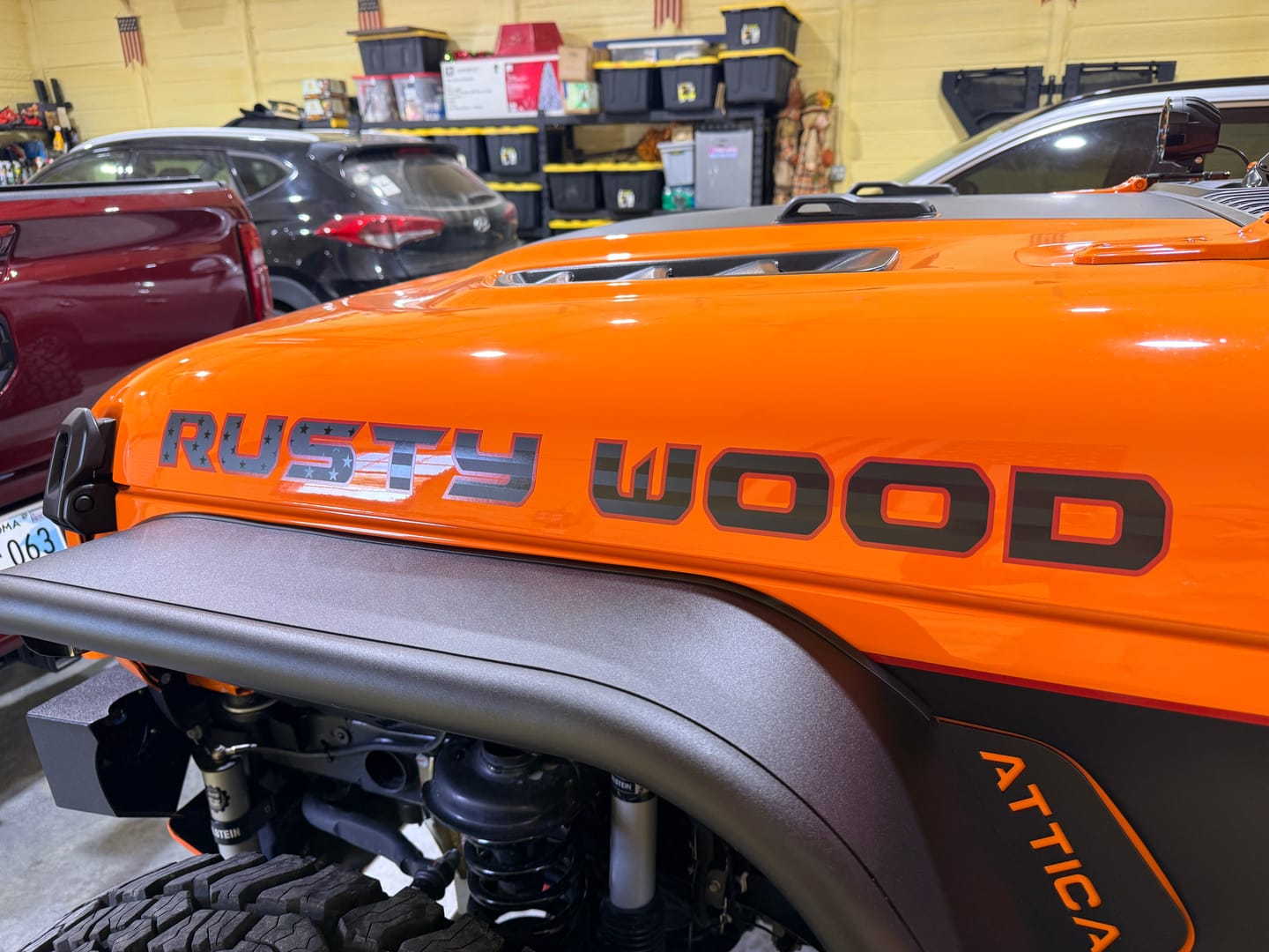 Customer photo review of Premium Black Flag Hood Lettering | Set of 2