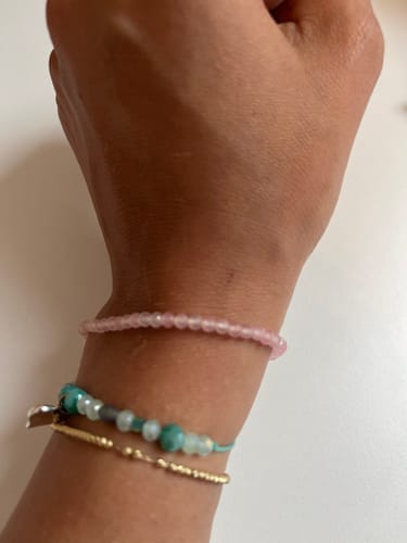Customer photo review of Rose Quartz Bracelet - Beads
