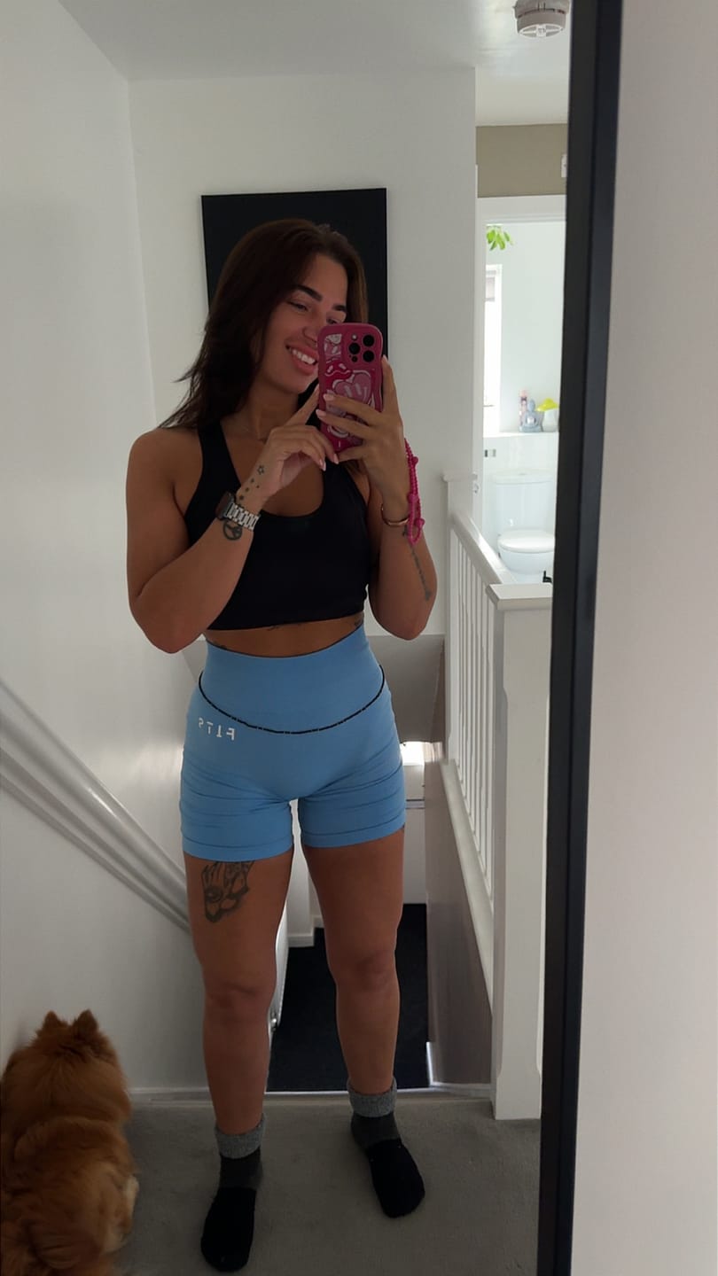 Customer photo review of Blue Pastel Pump Shorts