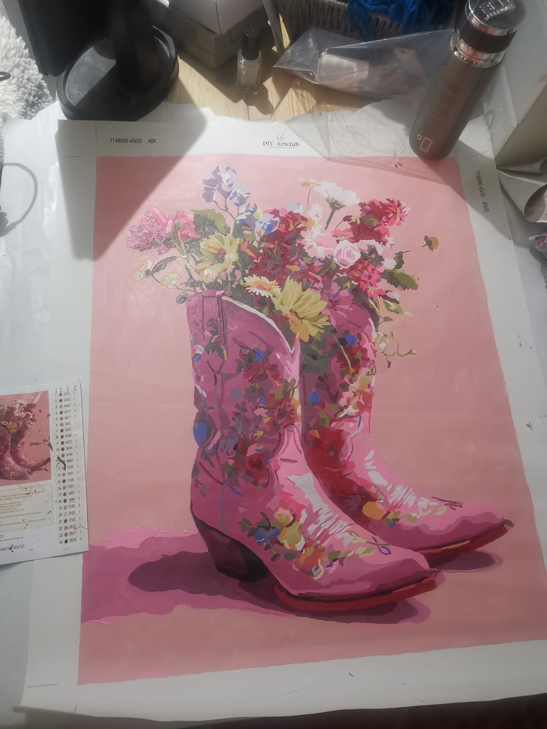 Customer photo review of Cowboy Floral boots | Paint by Number