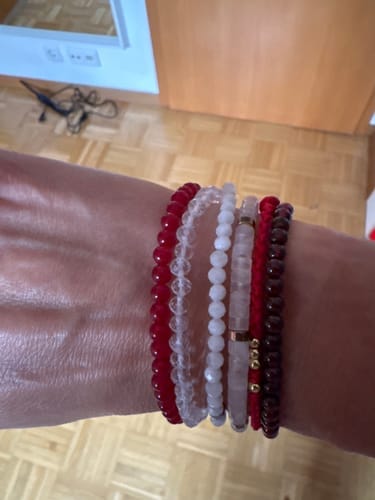 Customer photo review of Ruby Bracelet - Faceted Pearls