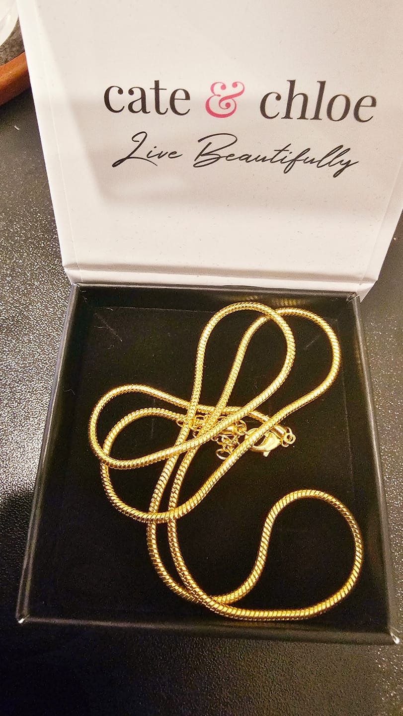 Customer photo review of Peyton 18k White Gold Plated Stacking Necklace Chain