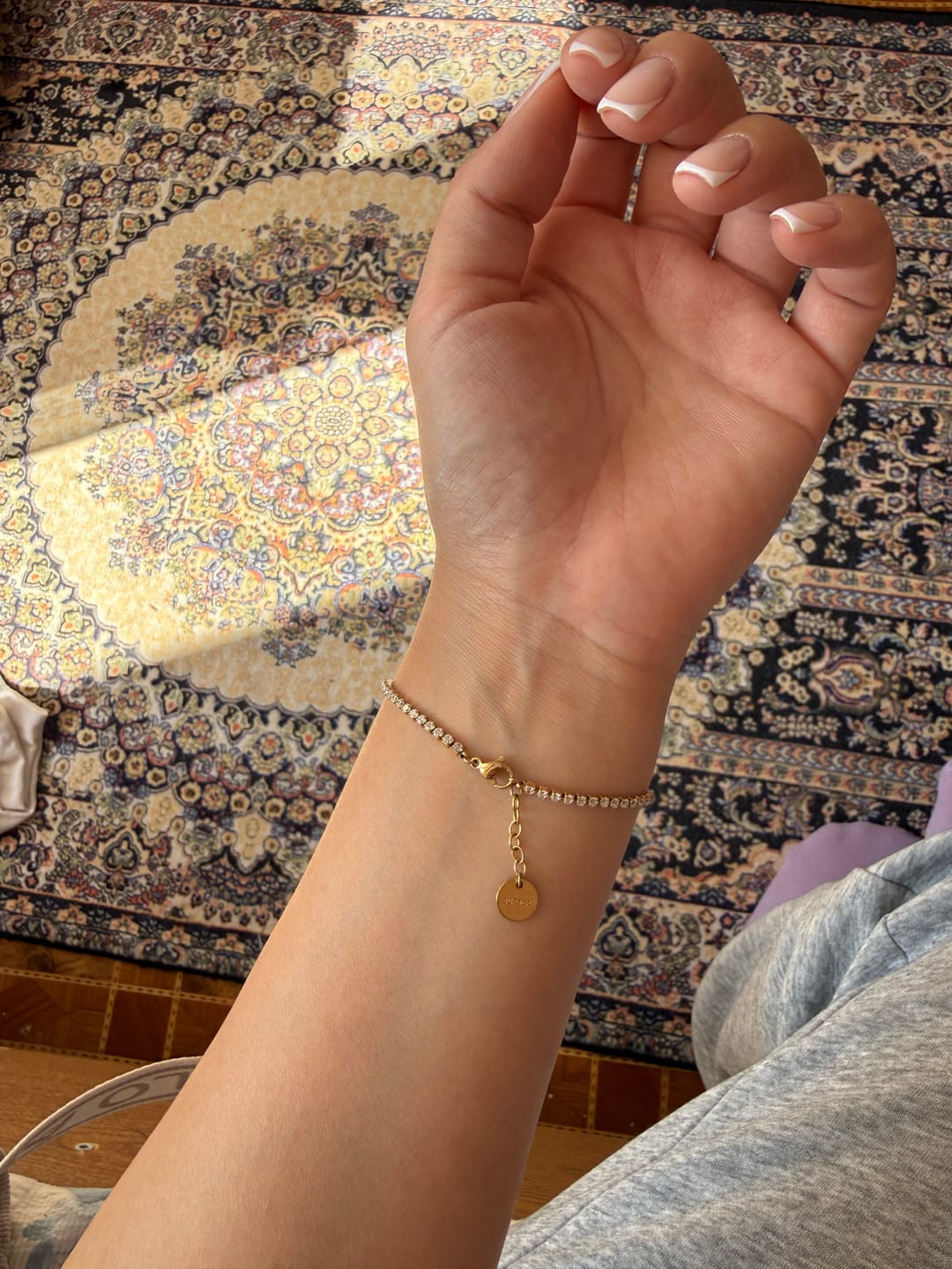 Customer photo review of Ava Petite Gold White Bracelet