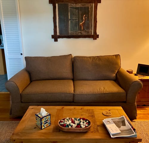 Customer photo review of PB Comfort Sofa Cover 81-83.5"" Roll Arm, Knife Edge
