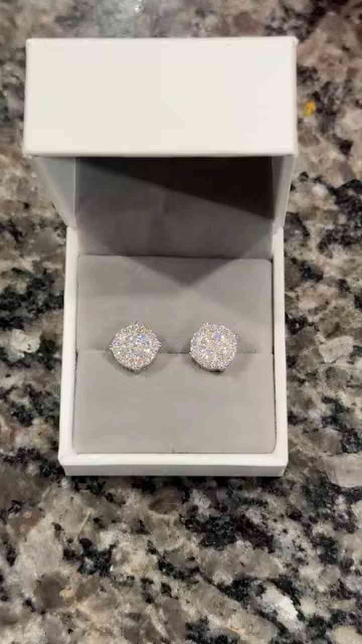 Customer photo review of VVS Moissanite Earrings Screw Back For Men Iced Out 925 Silver