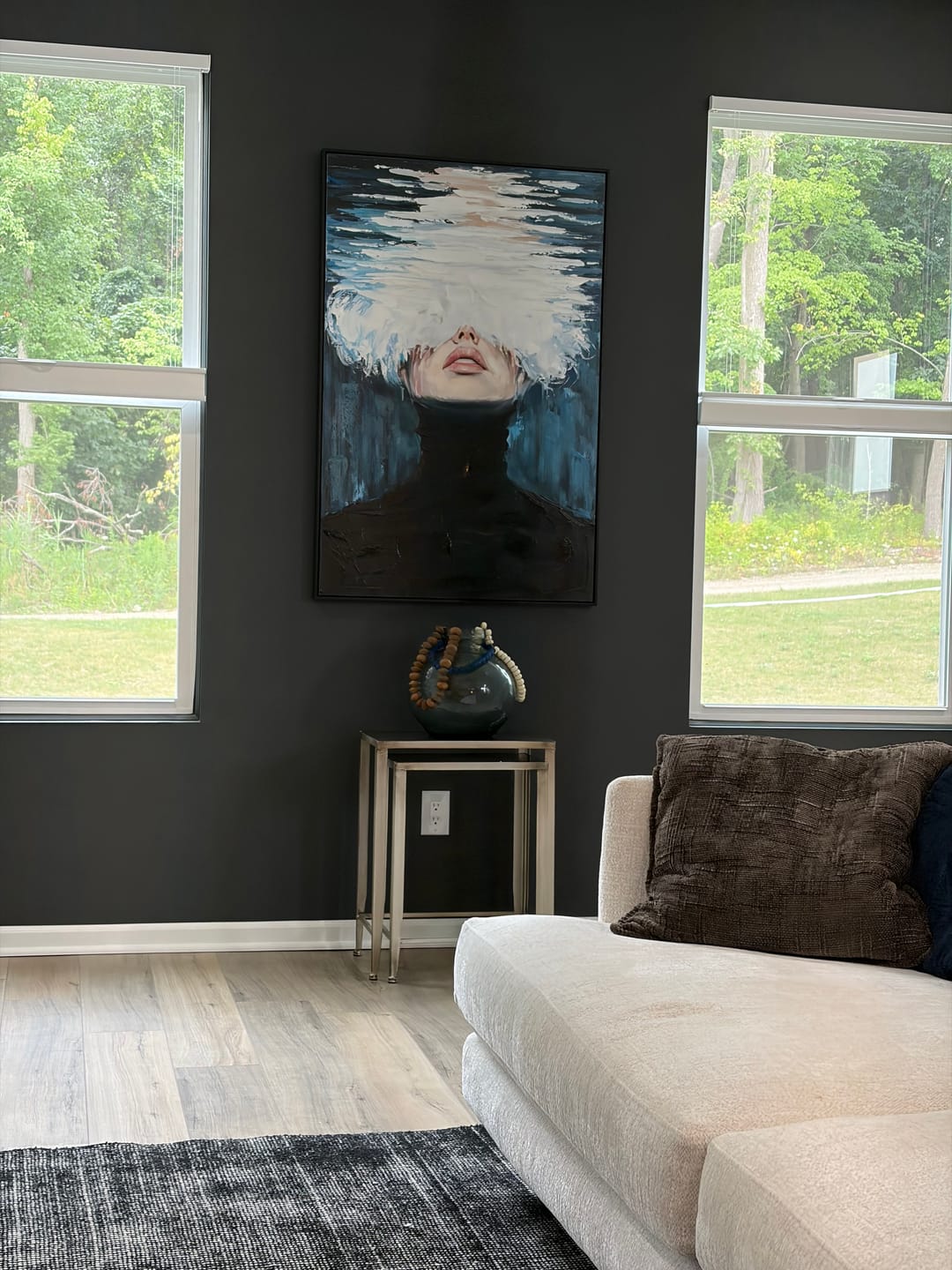 Customer photo review of Sea of Consciousness – Modern Surrealist Heavy Impasto Portrait | Avant-Garde Minimalist Wall Art