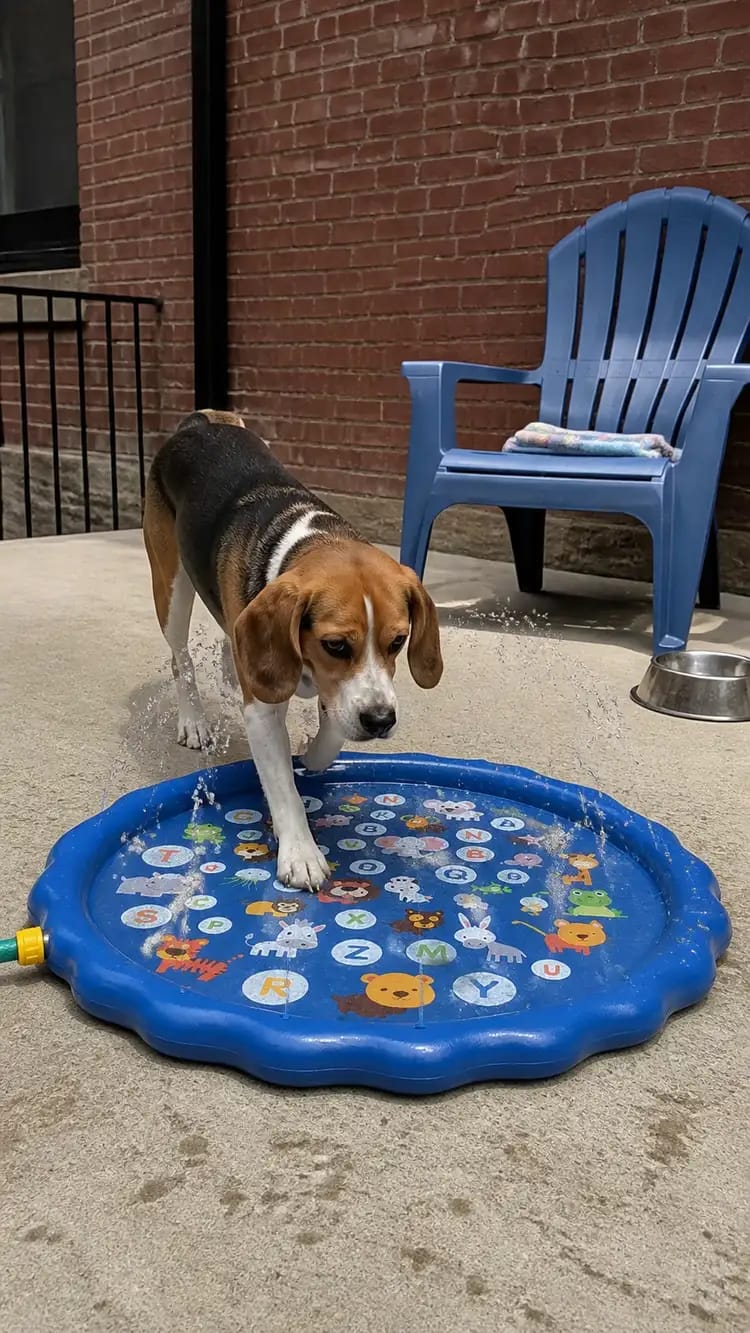 Customer photo review of AquaPaw Dog Splash Pad & Sprinkler Mat