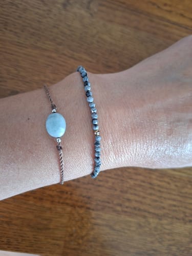 Customer photo review of Obsidian Bracelet - Snowflake Obsidian