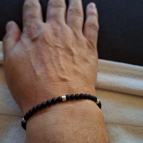 Customer photo review of Obsidian Bracelet - Pearls