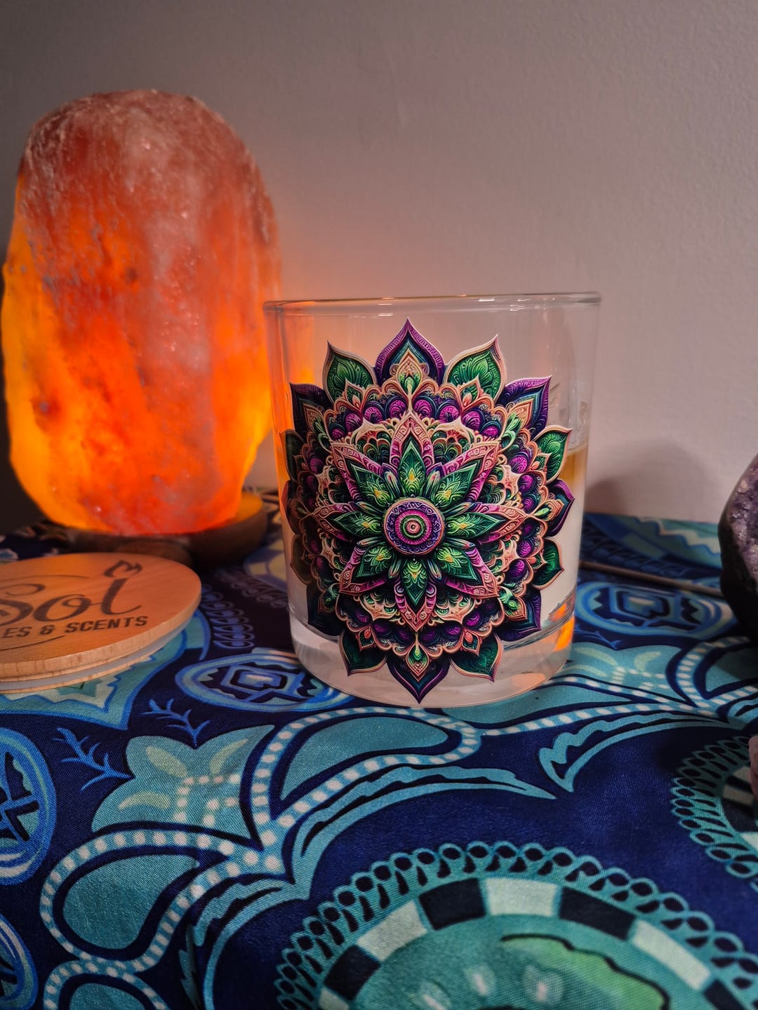 Customer photo review of Mandala Purple Lotus Xlarge Candle