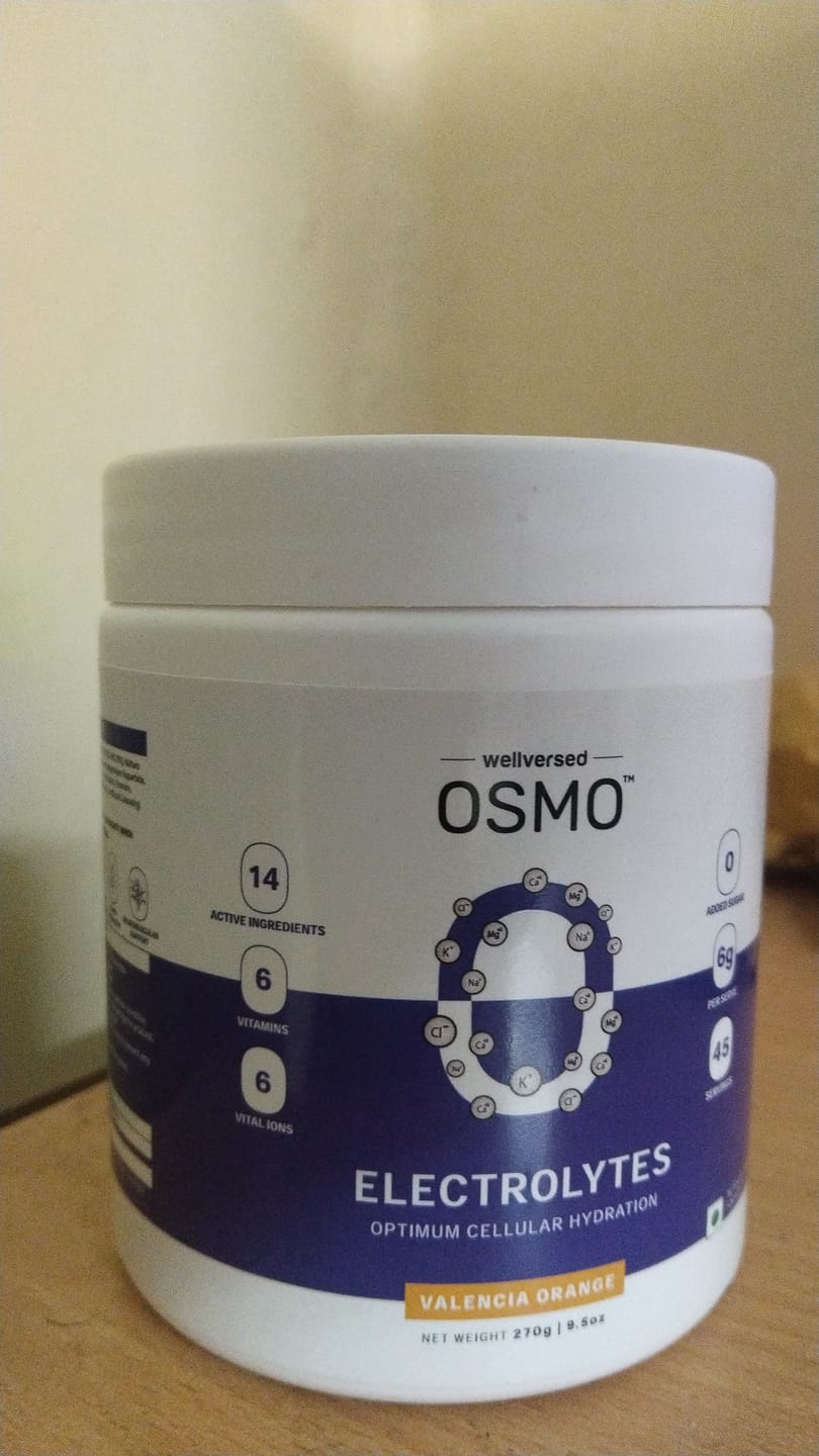 Customer photo review of OSMO - Electrolyte Hydration Blend (Advanced Salts + Taurine & Vitamins) | Valencia Orange Flavour (270g, 45 servings)