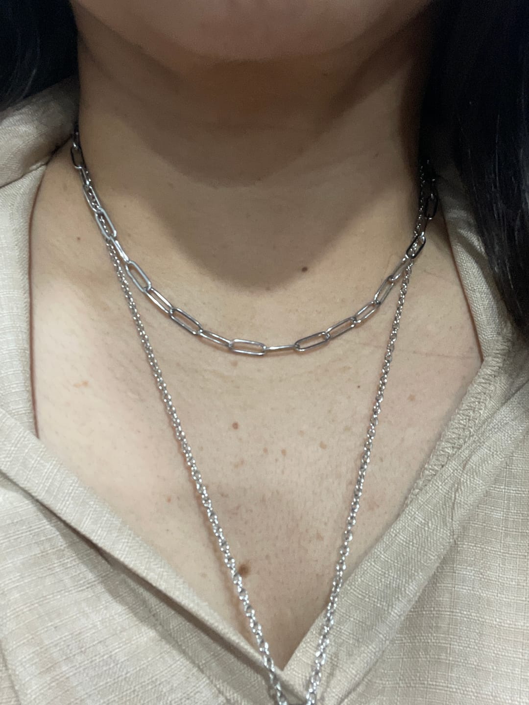 Customer photo review of Paperclip Silver Necklace
