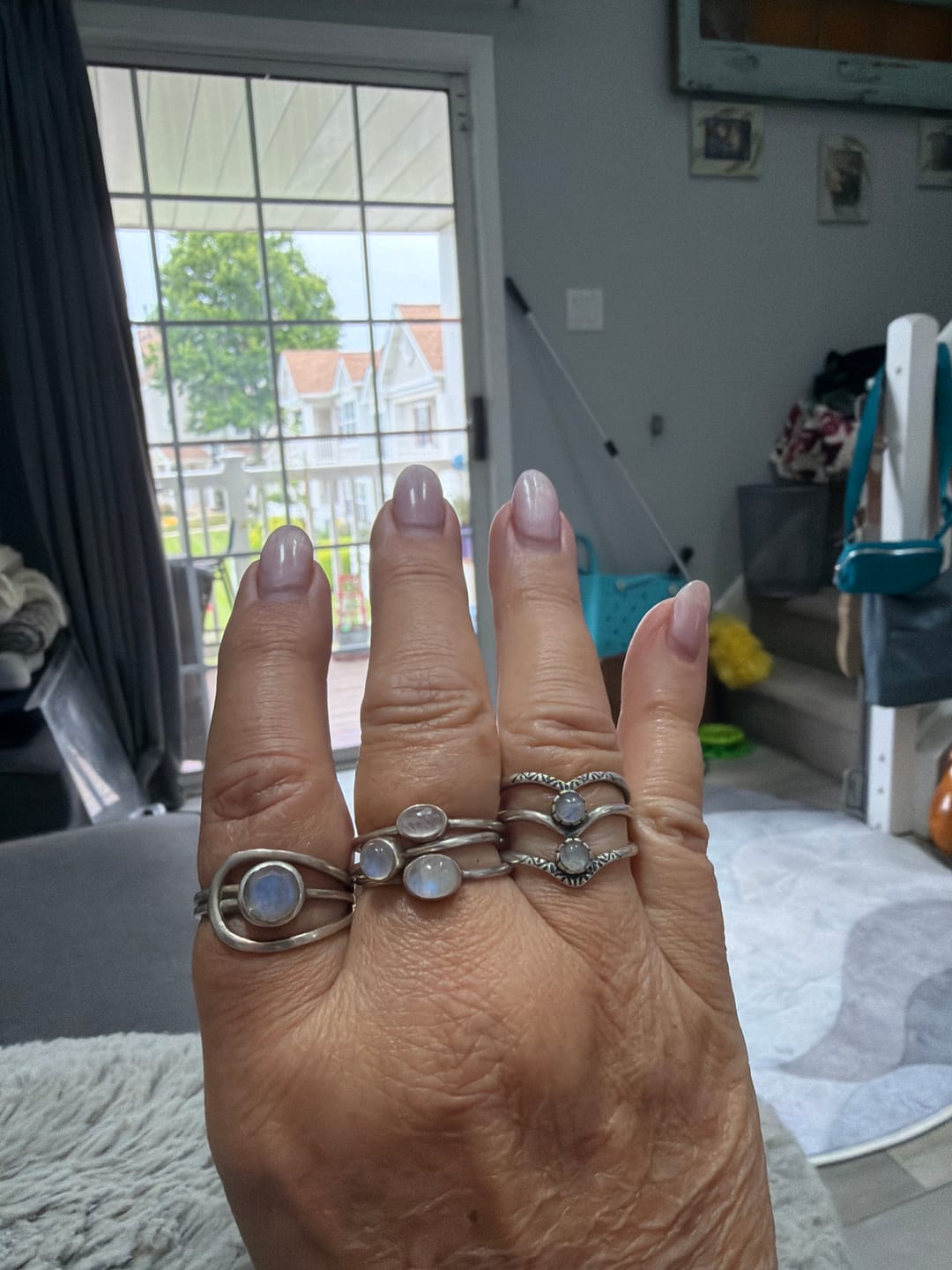 Customer photo review of Triple Chevron Boho Ring with Moonstone Sterling Silver
