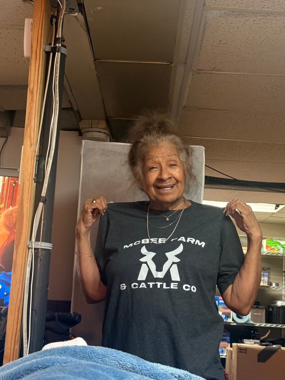 Customer photo review of McBee Farms Clean Logo T-Shirt