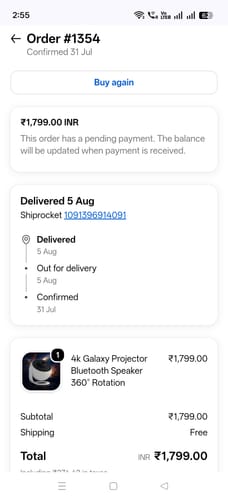 Customer photo review of 4k Galaxy Projector Bluetooth Speaker 360° Rotation