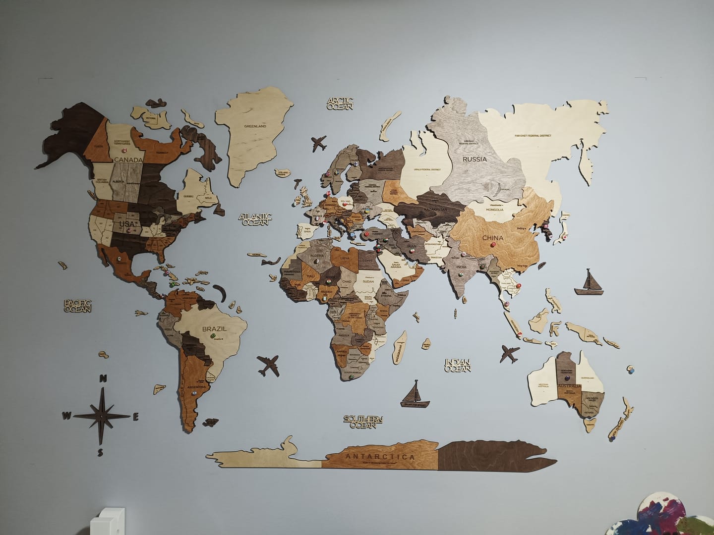Customer photo review of 3D Wooden World Map Multicolor