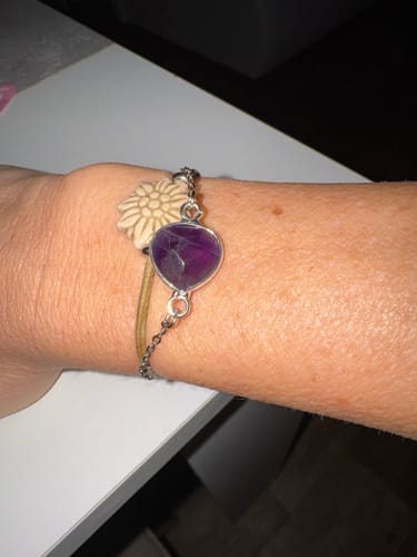 Customer photo review of Amethyst Bracelet - Bead Pendant in Silver