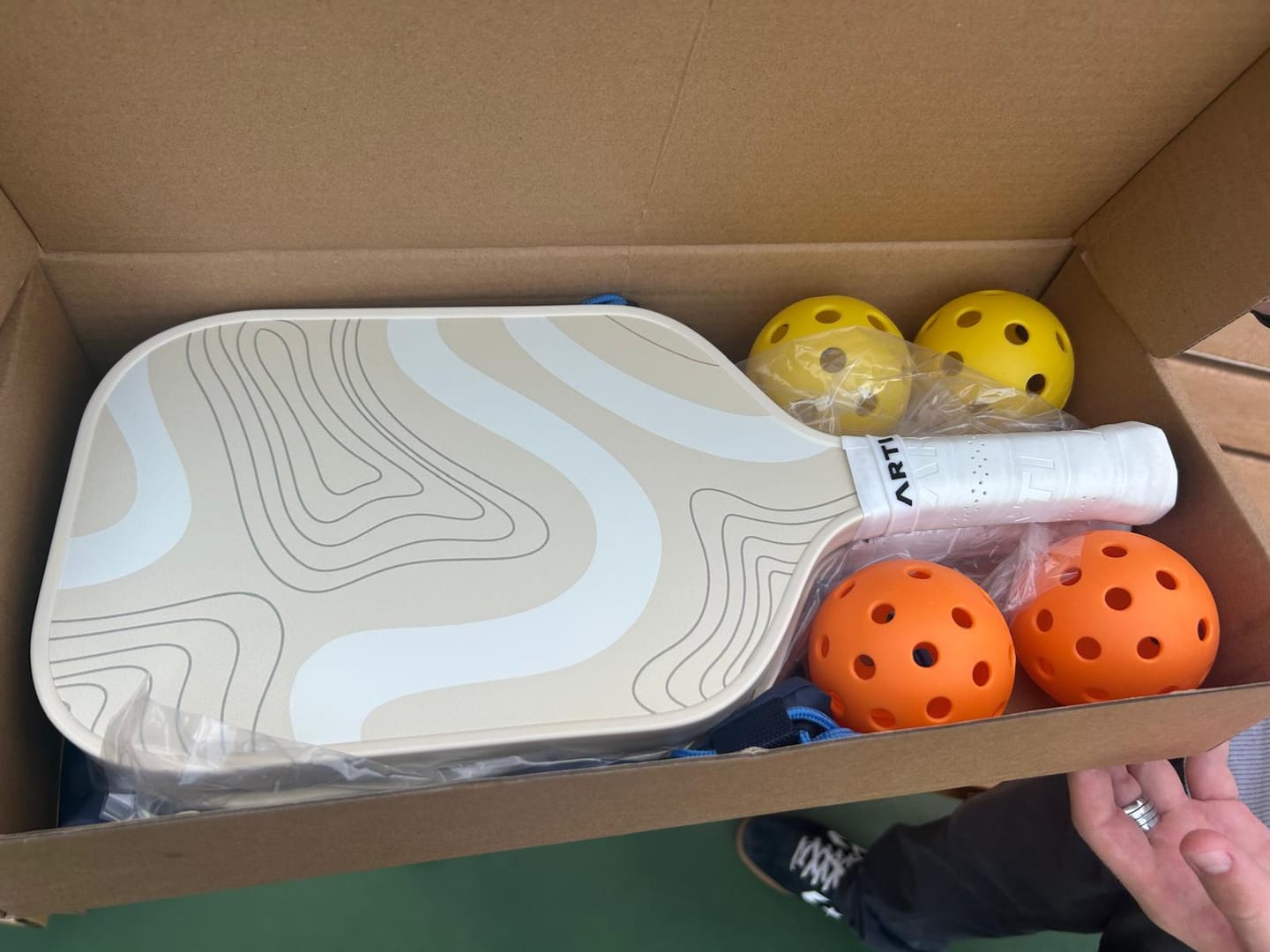 Customer photo review of ARTI Fiberglass "Sandstorm" Pickleball Paddle Set - USA Pickleball Approved