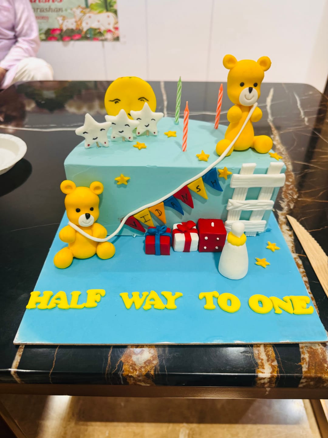 Customer photo review of Teddy 6 Months Cake