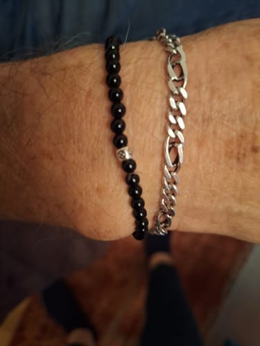 Customer photo review of Obsidian Bracelet - Pearls