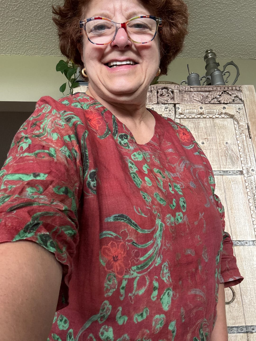 Customer photo review of Plus Size Women Summer Vintage Flower Ramie Blouse M-4XL