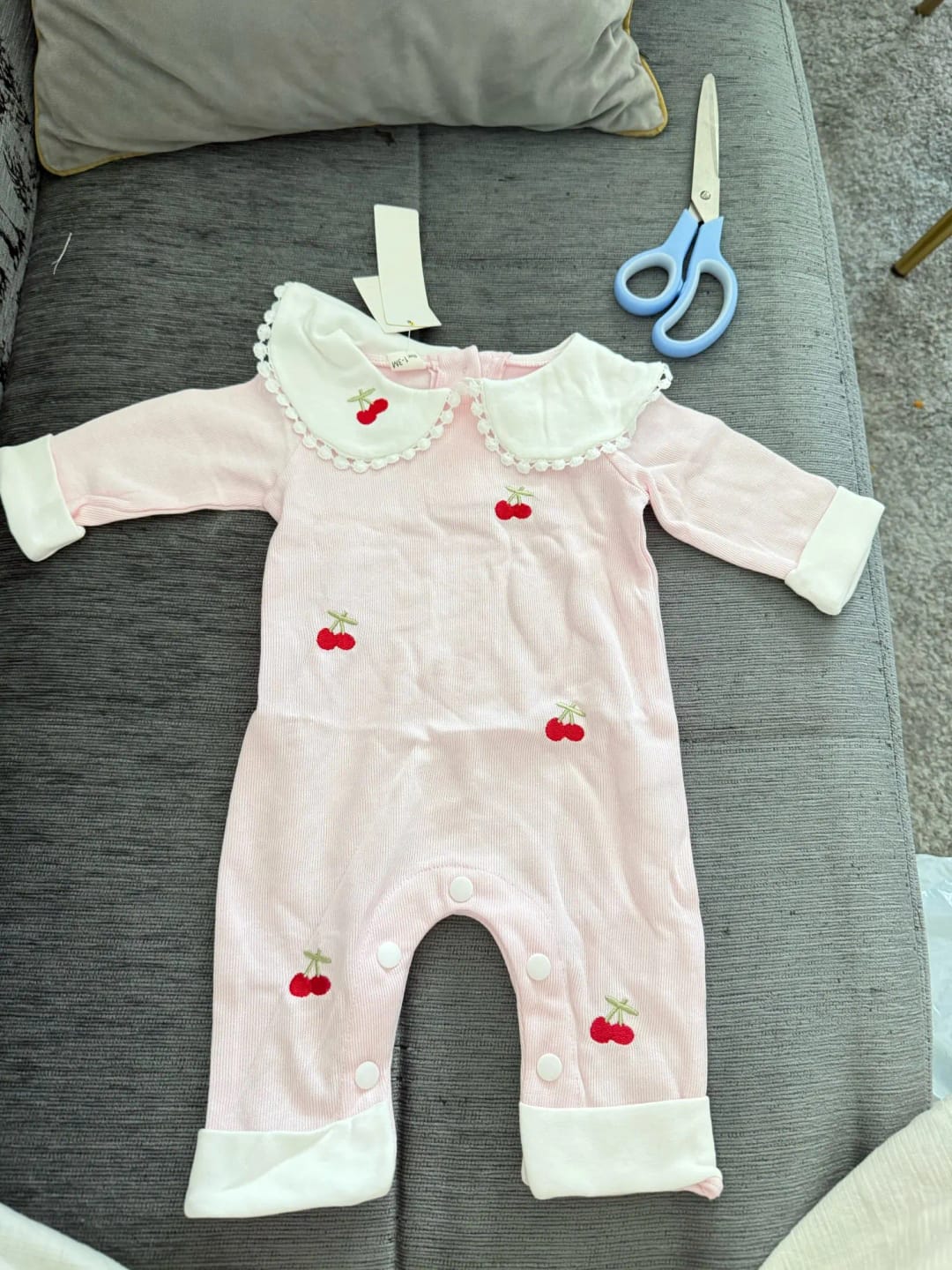 Customer photo review of Pink Cherry Print Jumpsuit