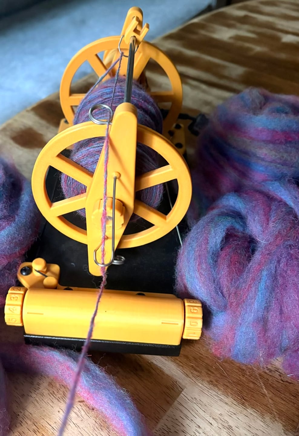 Customer photo review of Pin-Drafted Roving: Heathered Amethyst
