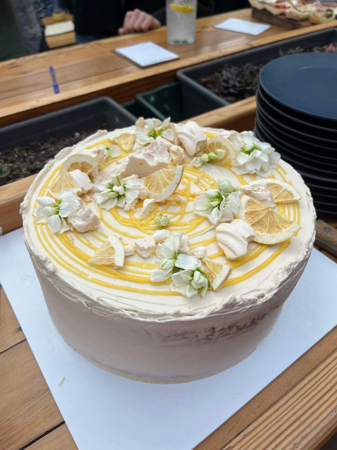 Customer photo review of lemon meringue cake