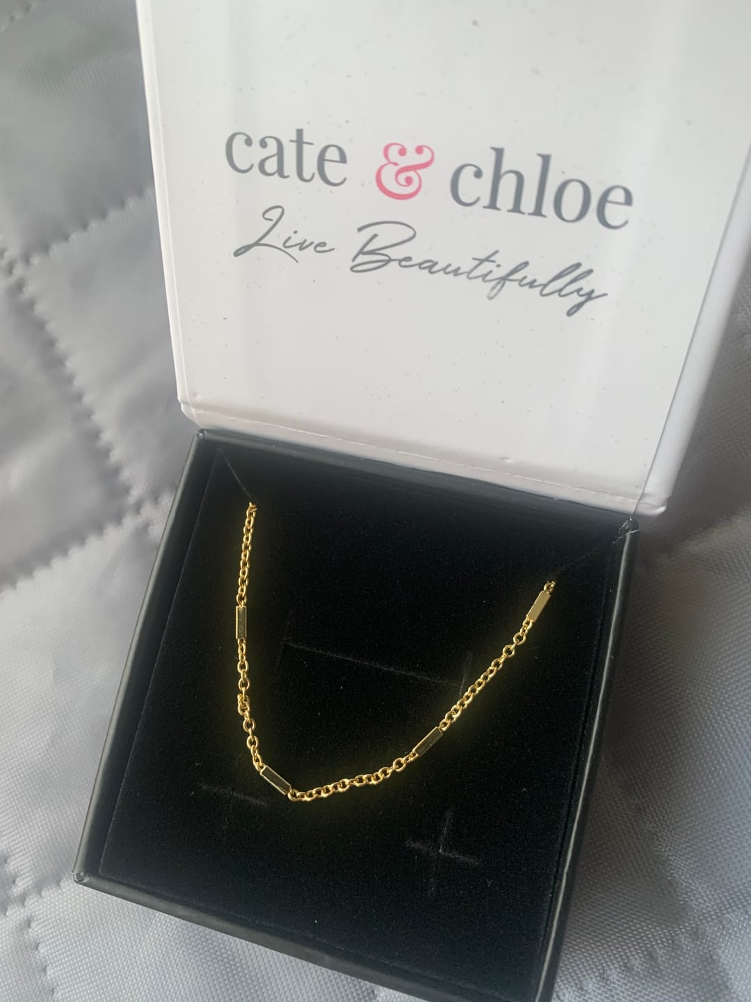 Customer photo review of Cassidy 18k White Gold Plated Stacking Necklace Chain