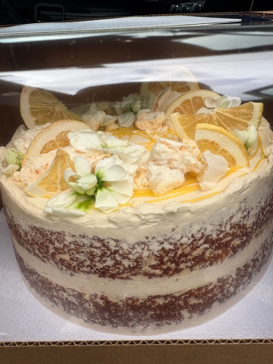 Customer photo review of lemon meringue cake