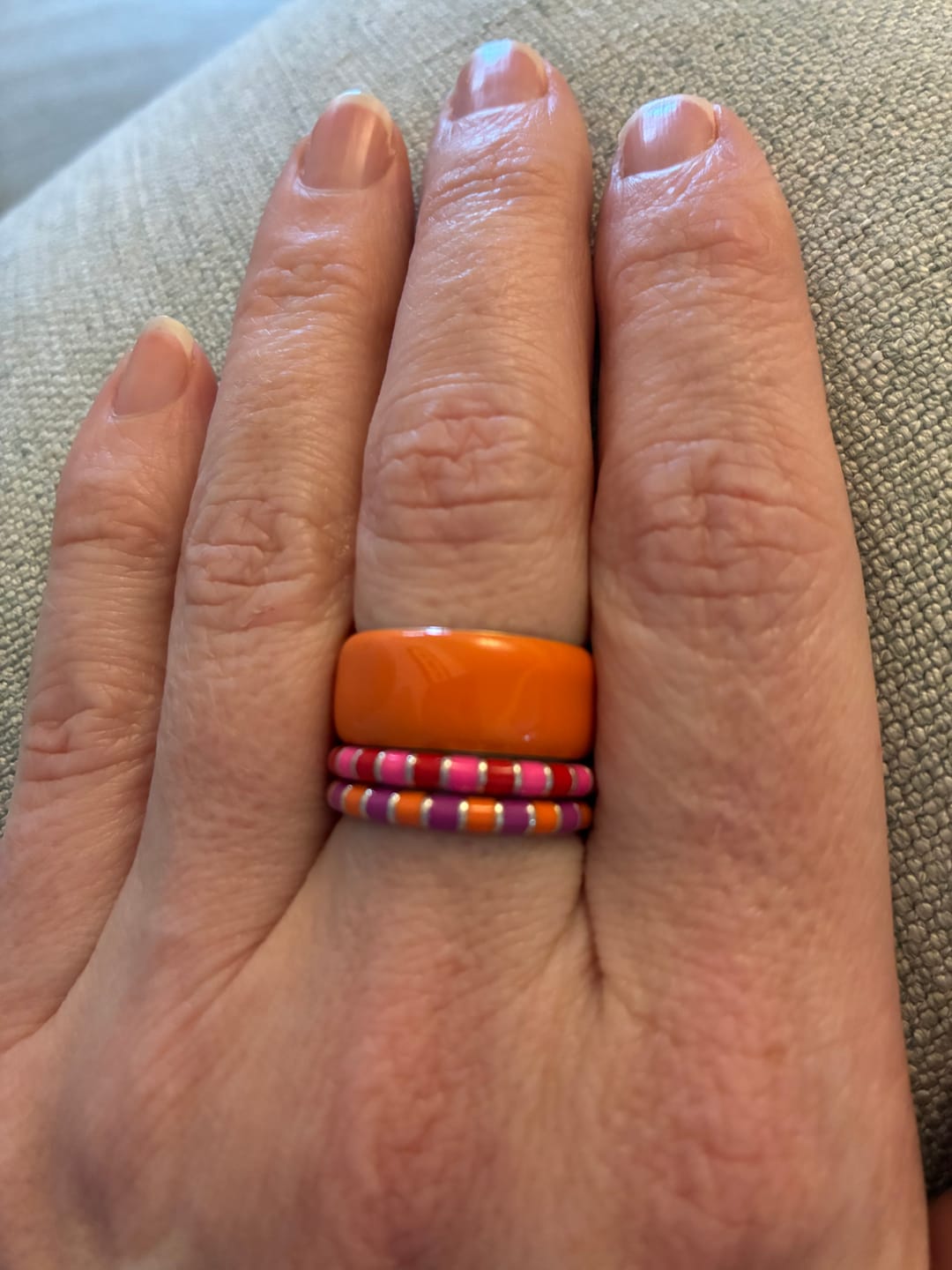Customer photo review of Orange Thick Ring | Enamel Sterling Silver