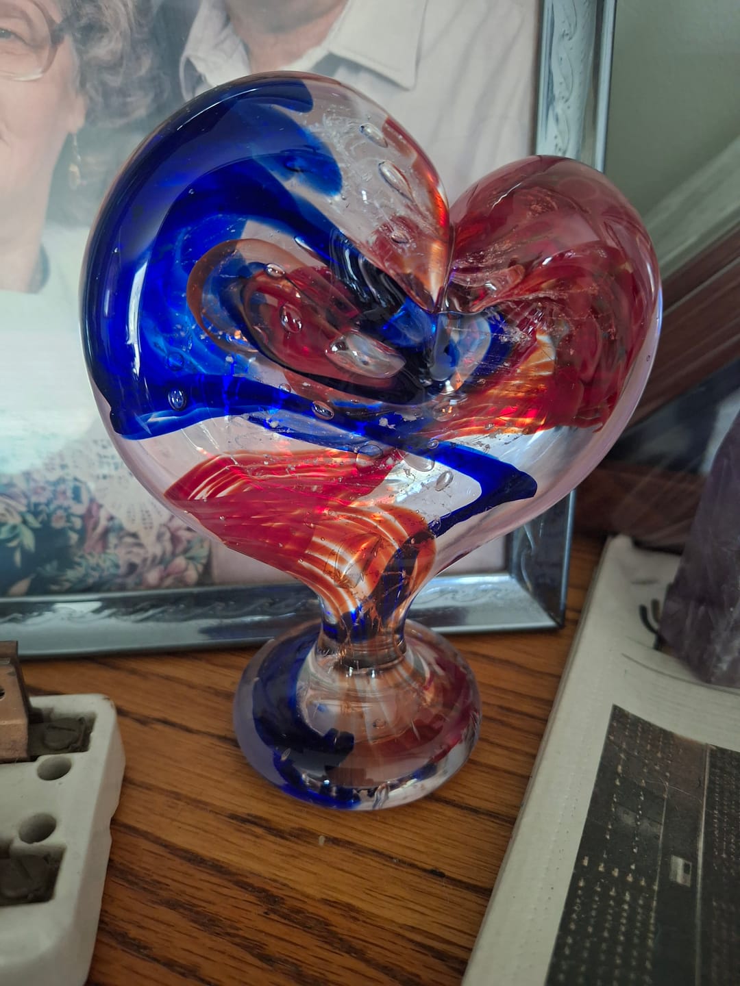 Customer photo review of Glass Heart with Cremation Ash - Standing