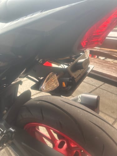 Customer's Suzuki GSXR 125 with the installed slim black tail tidy, showing the indicator and clean rear profile.