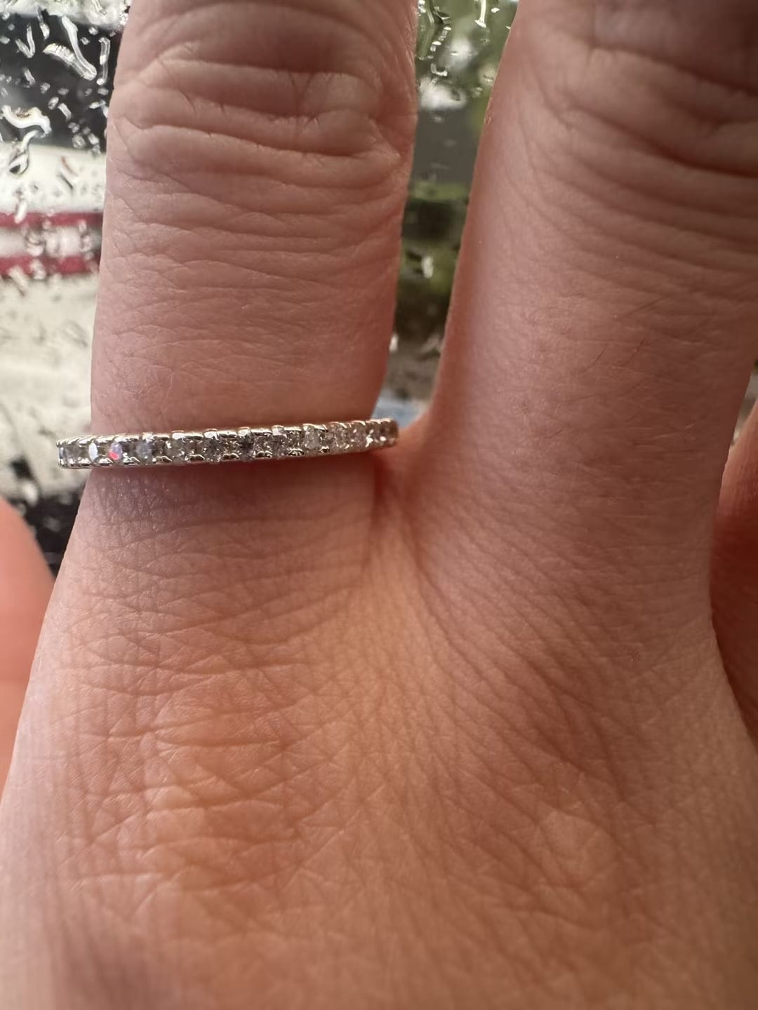 Customer photo review of Rodiffy Moissanite 0.5 Ct Round Cut Yellow Gold Anniversary Ring