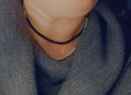 Customer photo review of Obsidian Necklace - Pearl Necklace