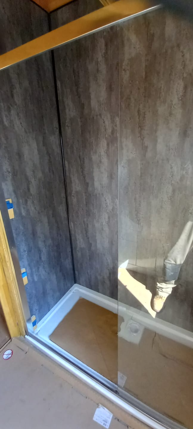 Customer photo review of Premium Black Graphite Matt Shower Wall Panel – 1M x 2.4M
