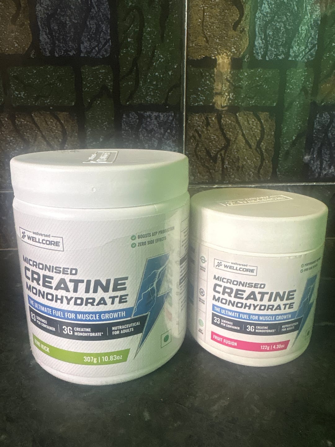Customer photo review of Wellcore - Micronised Creatine Monohydrate (83 Servings, Kiwi Kick) + Premium Steel Shaker