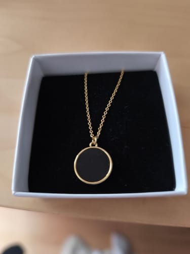 Customer photo review of Obsidian Necklace - Circle Medallion