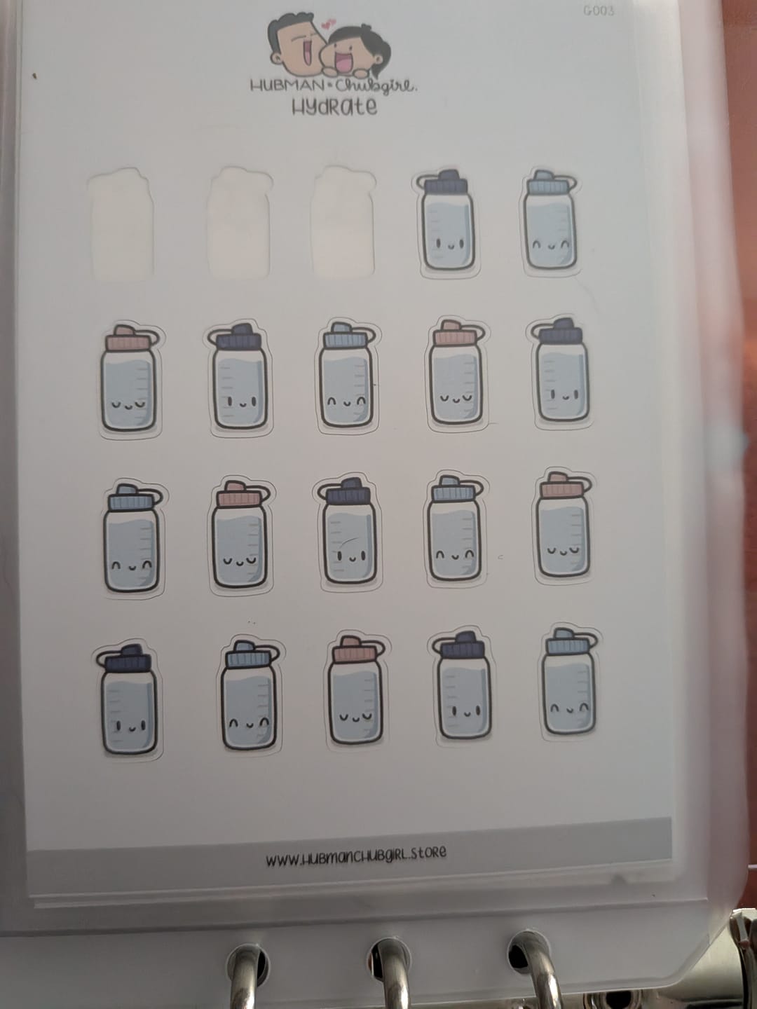Customer photo review of Hydrate Planner Stickers