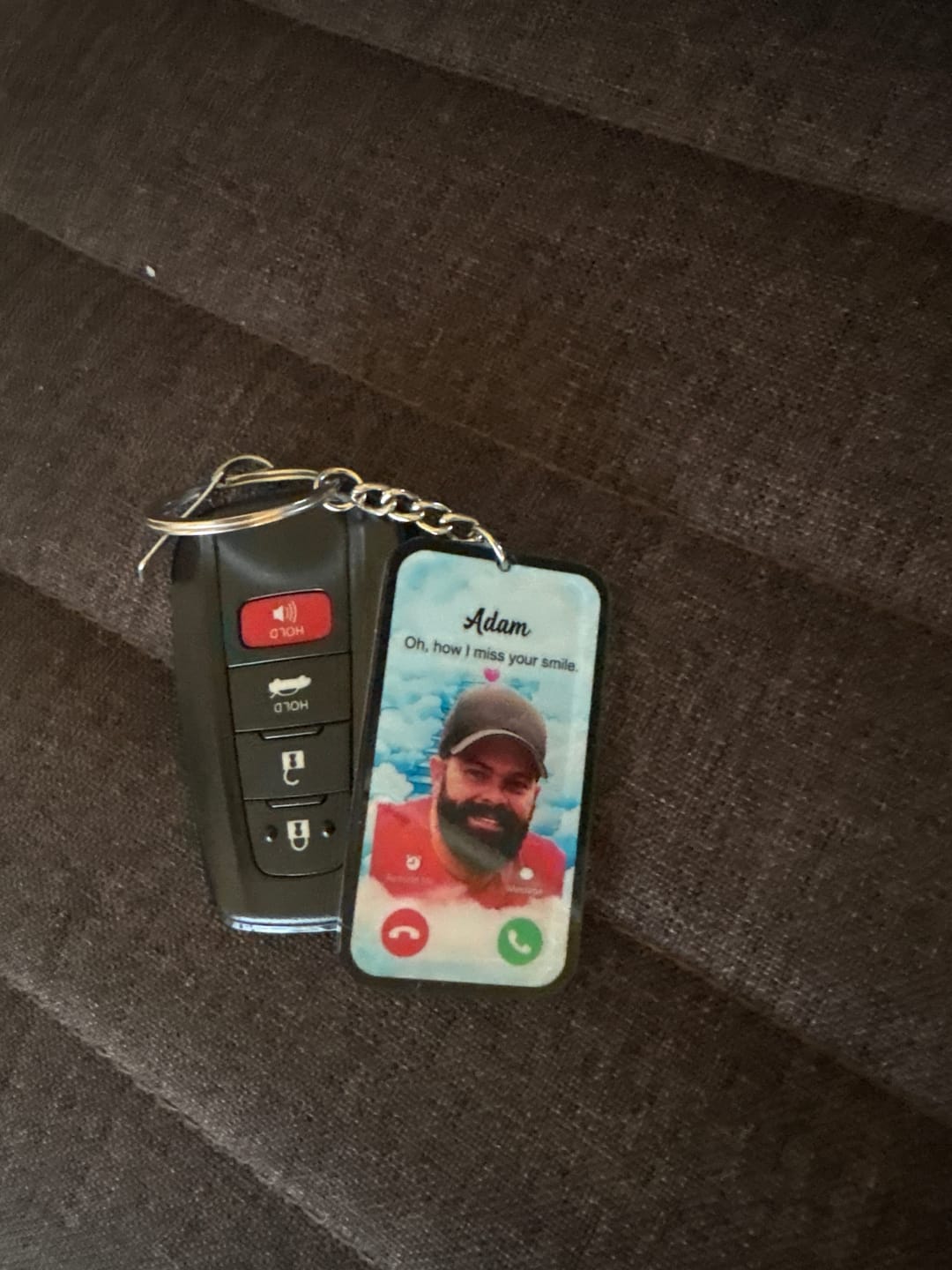Customer photo review of The Call I Wish I Could Take Memorial Sympathy Gift Remembrance Keepsake Photo Personalized Acrylic Keychain