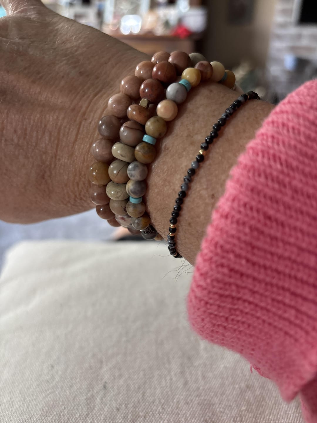 Customer photo review of Obsidian Bracelet - Snowflake Obsidian