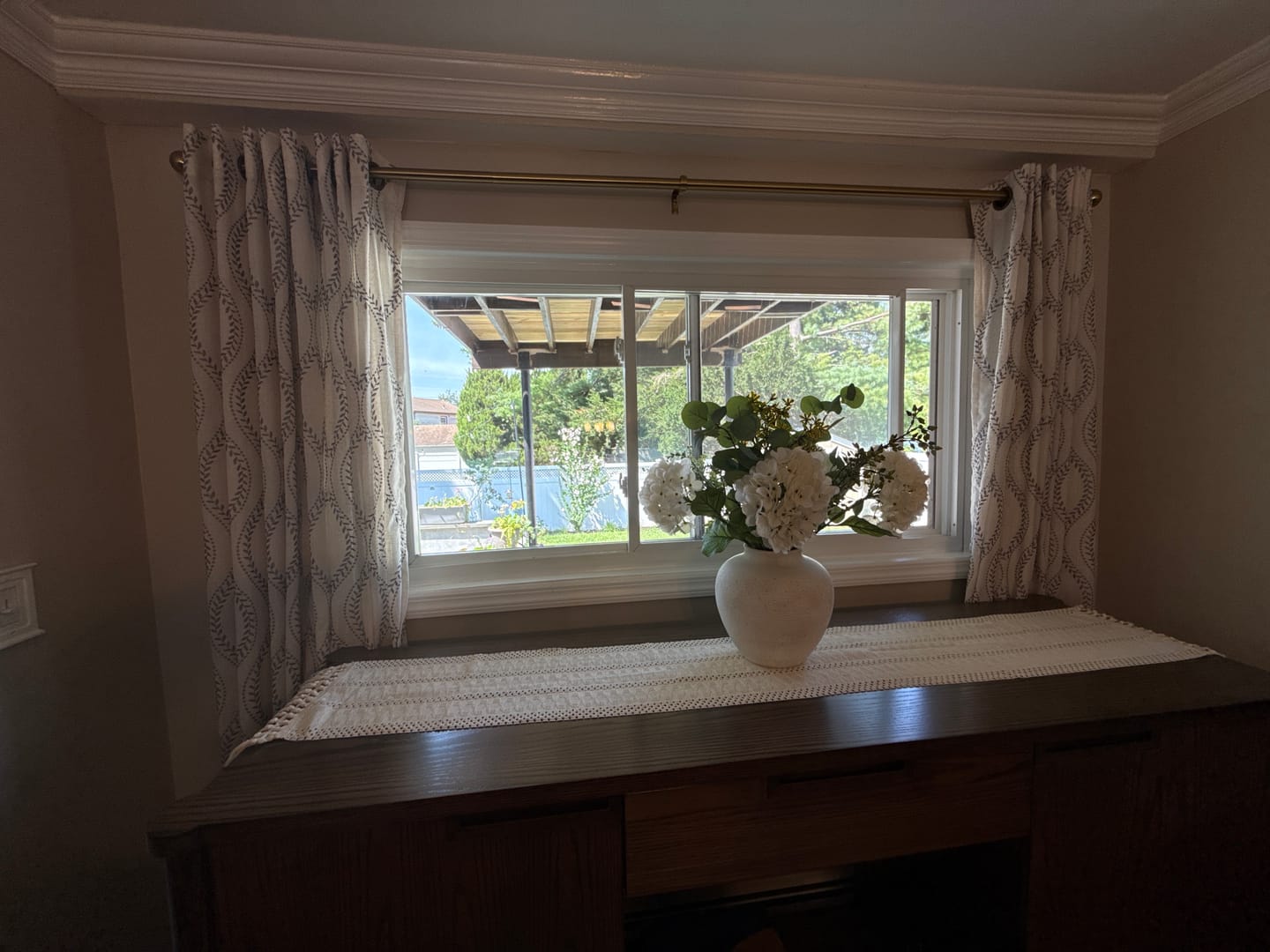 Customer photo review of Boho Leaf Embroidered Geometric Curtains