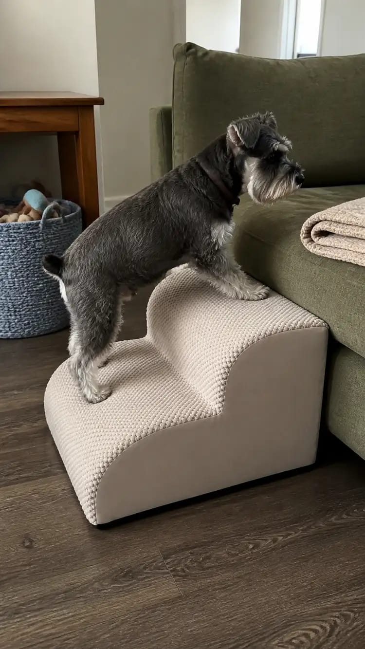 Customer photo review of AuraEase Soft Dog Stairs for Bed & Couch