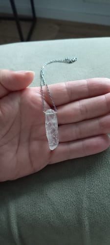 Customer photo review of Clear Quartz Necklace - Gold Plating